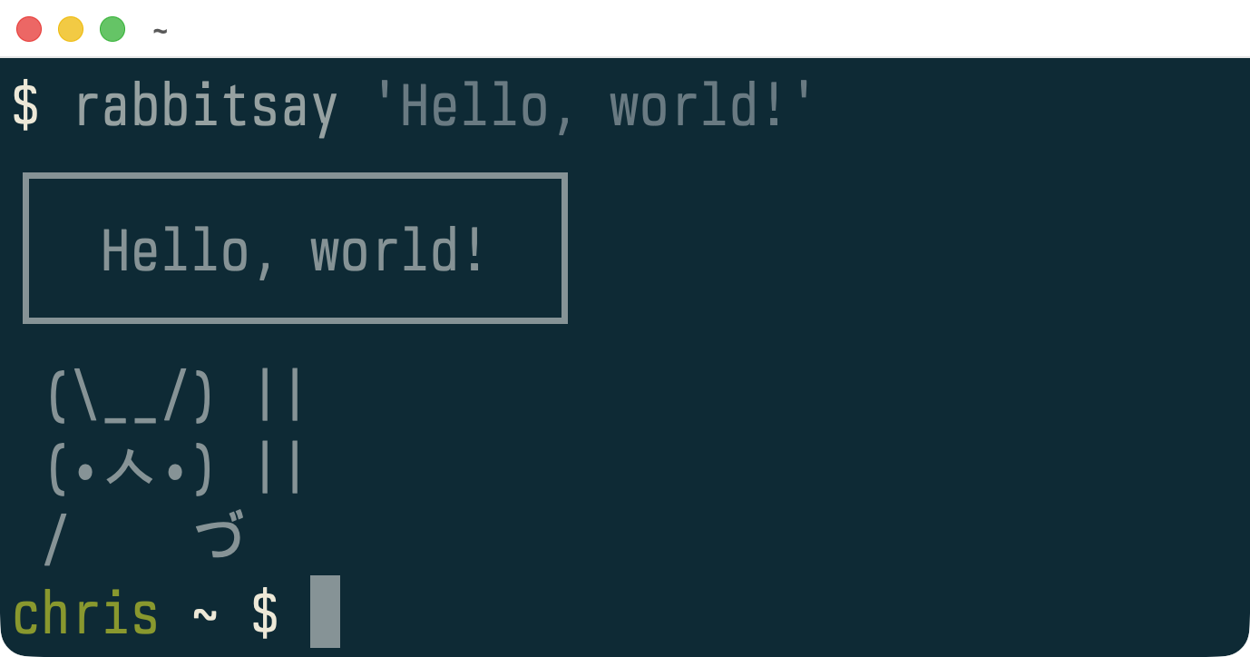 RabbitSay - ASCII art generator with rabbit character