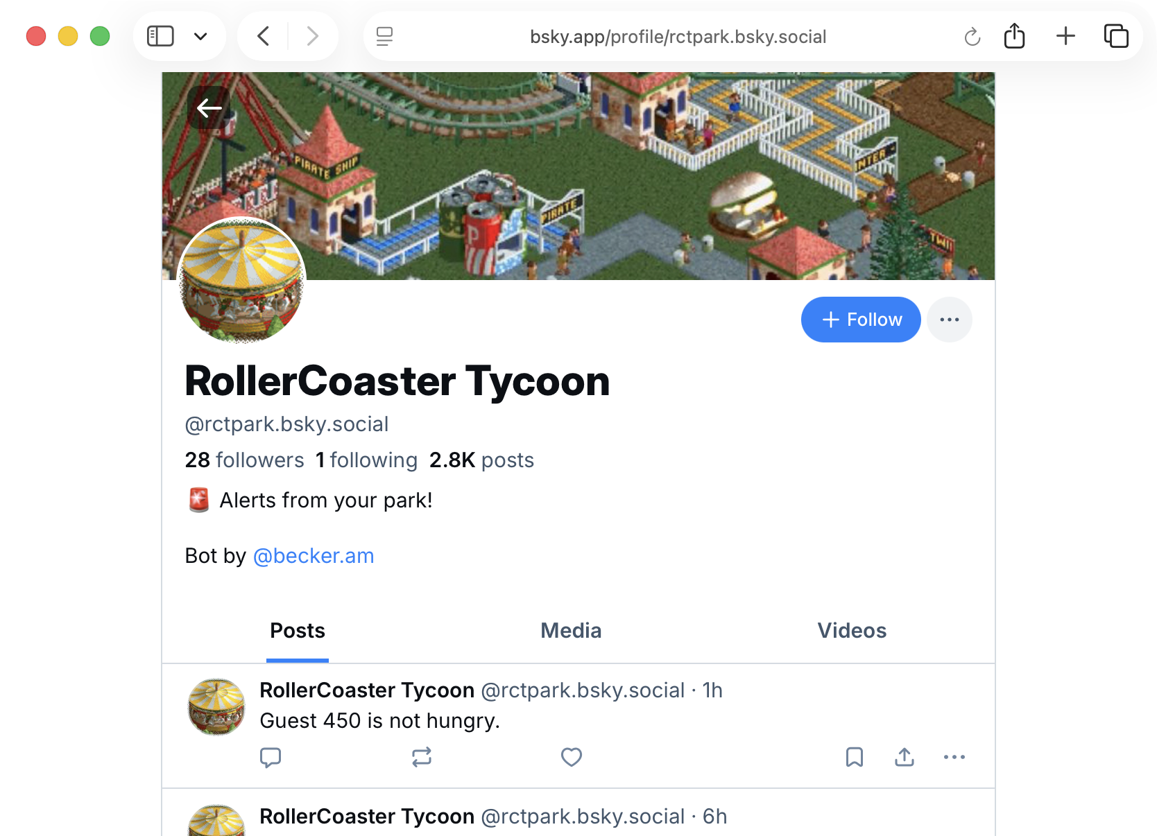 Rollercoaster Tycoon Park Bot - Bluesky bot that posts RCT content